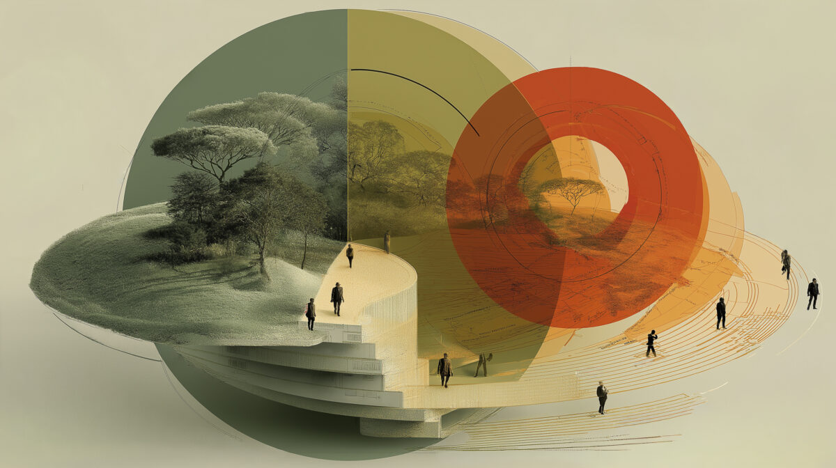 Layered circular governance ecosystem diagram representing CSRD leadership system design and integrated European competitiveness strategy.