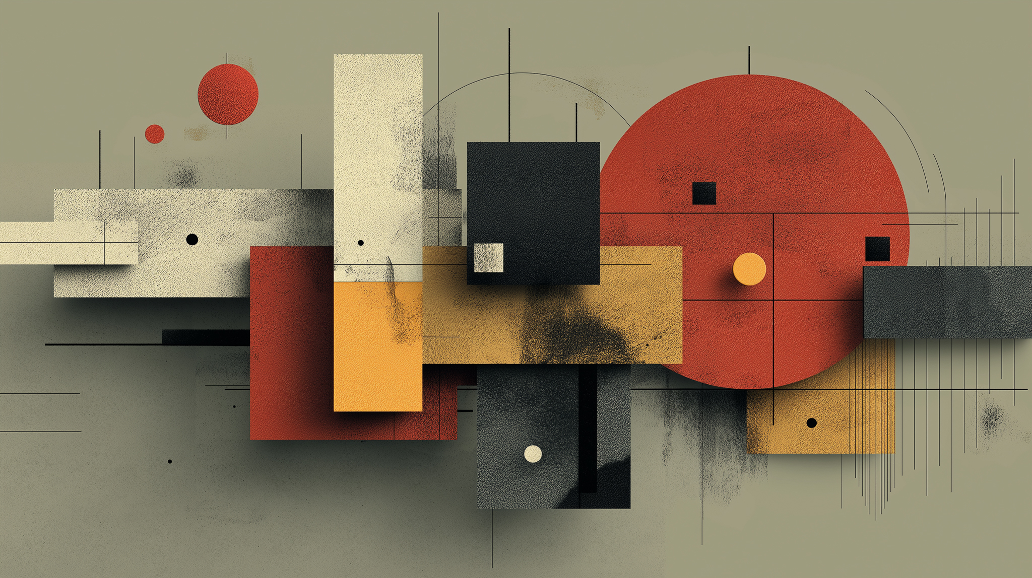 Abstract geometric illustration representing fragmented thinking in innovation teams with disconnected shapes and structures symbolizing misalignment and collaboration breakdown.